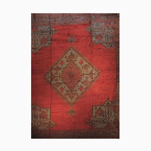 19th Century Red and Green Square Turkish Anatolian Rug