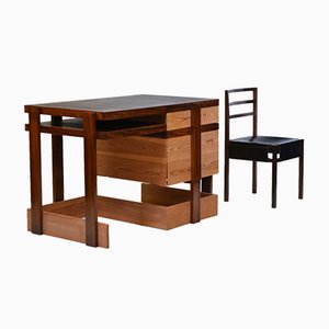 Bureau et Chaise Modernistes Bombay en Palissandre et en Pin par George Sneed, 1970s, Set de 2