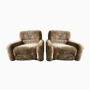 Italienische Mid-Century Modern Chrom & Chenille Sessel mit Originalem Bezug, 2er Set