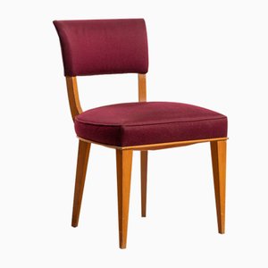 Chaises Art Deco en Soie Violette par Jules Leleu, Set de 4