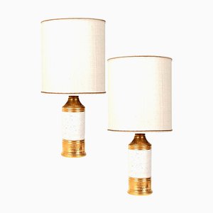 Bitossi Lamps with Custom Made Shades by Rene Houben, Set of 2