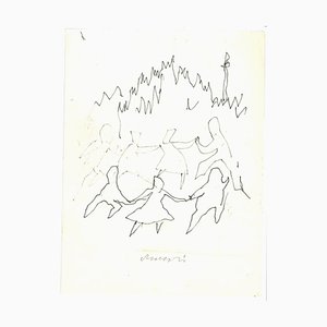 Mino Maccari, La Danse, Ink Drawing, 1960s