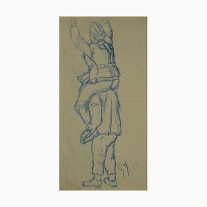 Unknown - Soldiers - Original Pencil and Pastel - Mid-20th-Century