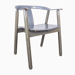 Painted Wood & Leather Chairs, 1980s, Set of 4