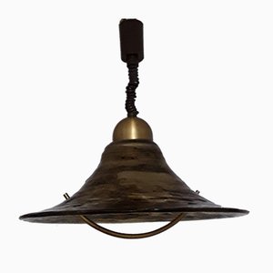 Lampada da soffitto vintage in metallo marrone e ottone di Hustadt Leuchten, anni '80