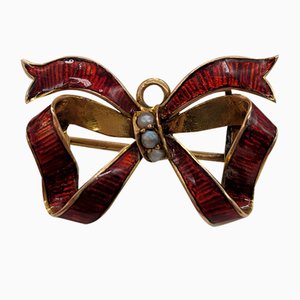 Victorian Email Bow Broche