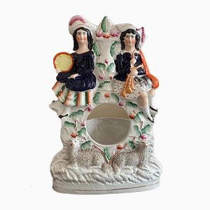 Englischer Keramik Uhrhalter aus 19. Jahrhundert
