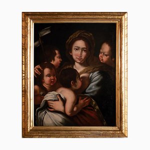 Christian Charity, Original Tempera par the Circle of Bernardo Strozzi, 1630s