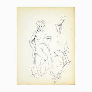Herta Hausmann, Female Nudity 1, Black Marker Pen on Paper, 1950s