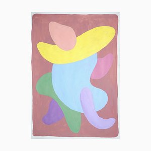 Abstract Figure Painting, Art Deco Tones, Pink, Purple and Mauve, 2021