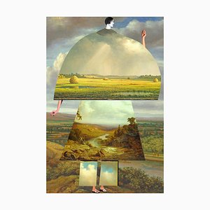 Teller Nr. 225, Abstrakt, Collage, Renaissance Landschaft