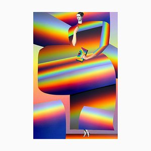 Assiette No. 62, Abstrait, Collage, Psychédélique, Arc-en-ciel