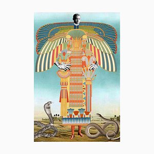 Lámina no 121, abstracto, collage, iconografía egipcia, hombres en la historia