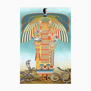 Piatto nr. 121, astratto, collage, iconografia egiziana, uomini nella storia