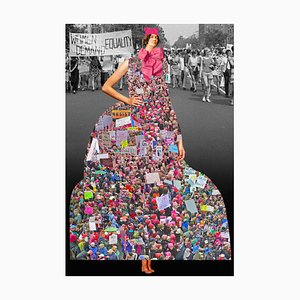 Piatto No. 248, The Womens March, Collage, Abstract, Pink Hats