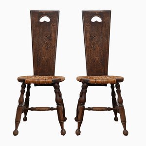 Mid-Century Folk Art Rattan Occasional Chairs, Set of 2