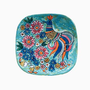 French Hand-Painted Art Pottery Charger Dish by Marjatta Taburet Quimper, 1960s