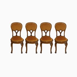Chaises Liberty Art Nouveau en Noyer, Set de 4