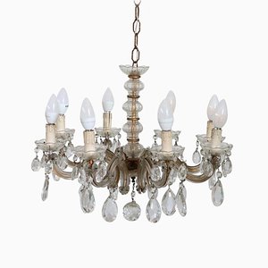 Lustre Antique en Bronze et Cristal, 1880s