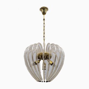 Venini Chandelier in Murano Glass and Brass by Paolo Venini for Venini, Italy, 1950s