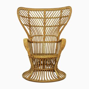 Italienischer Rattan Sessel aus Korbgeflecht, 1950er