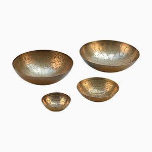 Etched Bronze Bowls by Michael Harjes Metallkunst, Set of 4