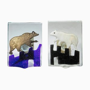 Maniglie per porte in vetro soffiato veneziano di Alfredo Barbini, anni '40, set di 2