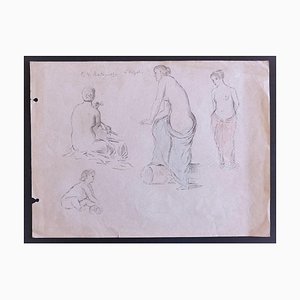 Figuras, dibujo a lápiz, Pierre Puvis De Chavannes, finales del siglo XIX
