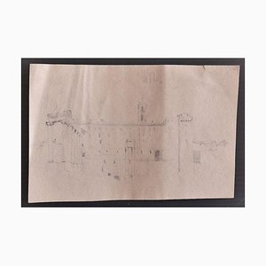 Enrico Coleman, Römische Landschaft, Bleistift auf Papier, frühes 20. Jahrhundert