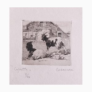 Carlo Casanova, The Goats, Etching, principios del siglo XX