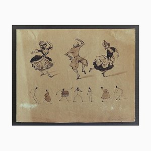 Leon Petit, Dancers, Mixed Media Drawing, Early 20th Century