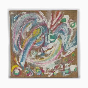 Unknown, Colored Flowers Composition, Oil Painting on Jute Canvas, 2000s