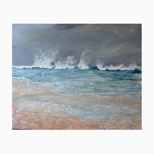 Agua blanca, pintura al óleo contemporánea de paisaje marino, 2017
