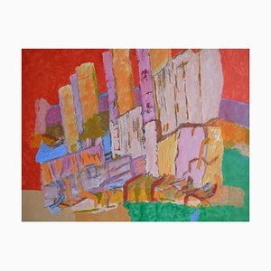 City Skyline, Contemporary Abstract Expressionist Painting, 1990