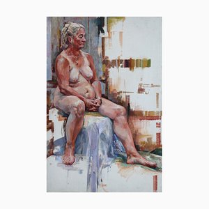 Ola de calor, pintura al óleo desnuda contemporánea