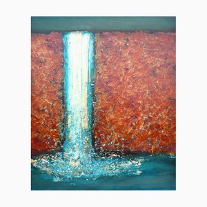 Acqua di Carvie, Pittura di paesaggio a encausto espressionista astratto, 2019