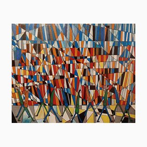 Street Life, Peinture à l'Huile Figurative Abstraite Contemporaine, 2020