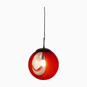 Vintage Space Age Red Globe Pendant Lamp