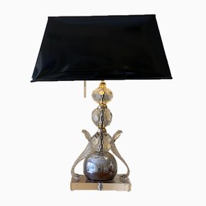 Lampe de Bureau Art Déco en Cristal et Verre Acrylique, États-Unis, fin des années 1930