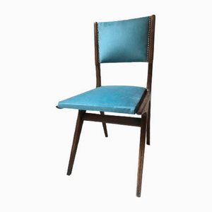 Italian Textile & Wood Dining Chairs, 1950s, Set of 2