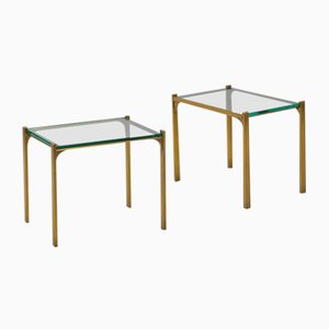 Messing Tische mit Glasplatten, 1970er, 2er Set