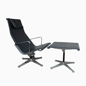 Aluminium EA 124 Sessel & EA 125 Fußhocker von Charles & Ray Eames für Herman Miller, 1960er, 2er Set