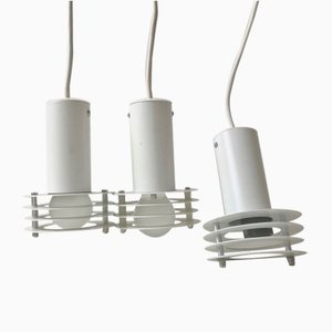 Minimalist Danish White Ceiling Lamps from Lyfa, 1980s, Set of 3