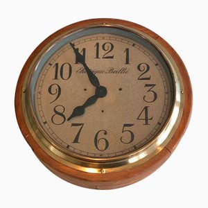Horloge en Bois et Laiton de Electrique Brillé, France, 1900s