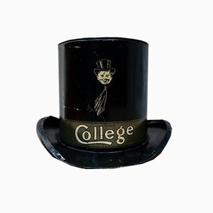 Vintage College Tinplate Top Hat Money Box
