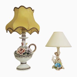 Floral Table Lamps from Abat Jour, 1950s, Set of 2
