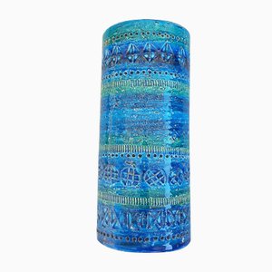 Italienische Blaue Rimini Vase von Bitossi, 1960er