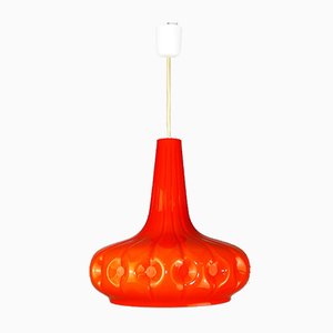Orange Glass Ceiling Lamp by Peill & Putzler, 1960s