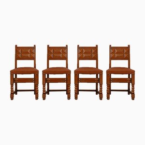 French Dining Chairs in Manner of Charles Dudouyt, Set of 4