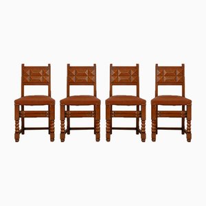 French Dining Chairs in Manner of Charles Dudouyt, Set of 4